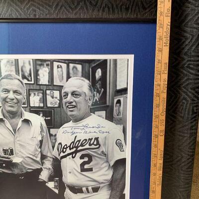 Frank Sinatra and Tommy Lasorda Framed photo signed!
