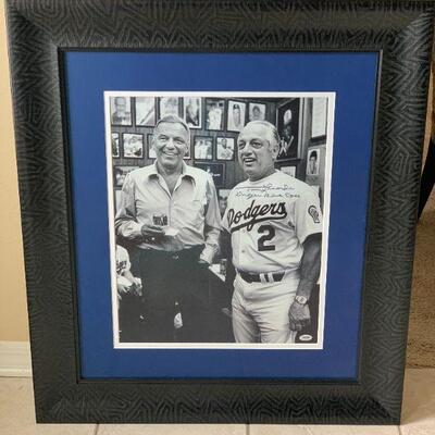 Frank Sinatra and Tommy Lasorda Framed photo signed!