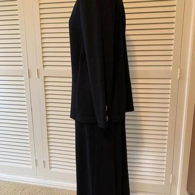Lot 386 Vintage Black Knit 2pc Outfit No Label Size Medium Midi Tube Skirt Cardigan Top