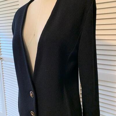 Lot 386 Vintage Black Knit 2pc Outfit No Label Size Medium Midi Tube Skirt Cardigan Top