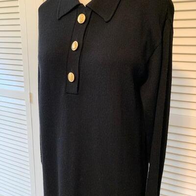Lot 387 Vintage Black Knit Sweater Dress Bill Brass 100% Merino Wool Size Small