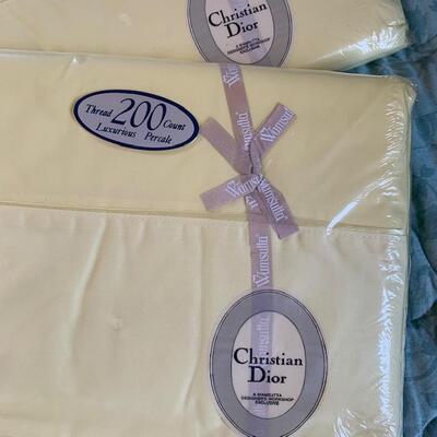 Lot 389 NEW Christian Dior Sheets Queen Size Bed Original Package 3 Flat Sheets 