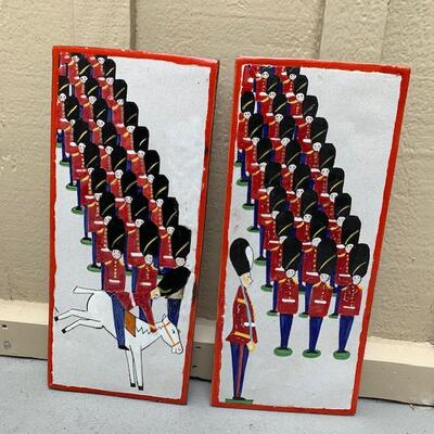 Lot 398 Large Clay Tiles Glazed with British Palace Guards 20" x 9" Bucking Horse