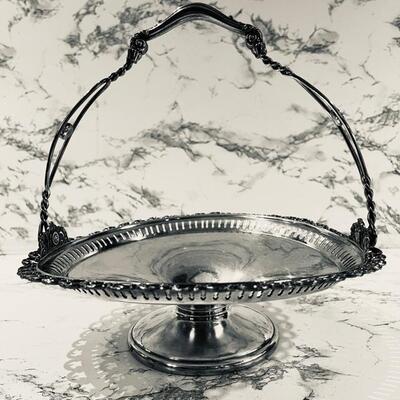 Lot 403 Antique Silver Plate Basket w/Handle