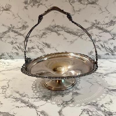Lot 403 Antique Silver Plate Basket w/Handle