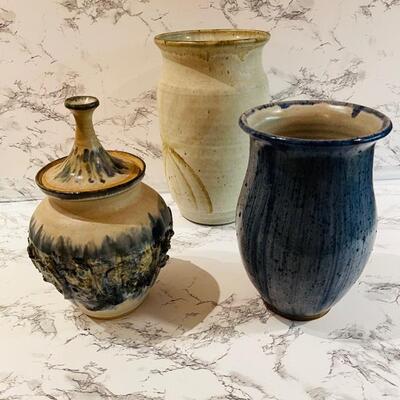 Lot 404 Group 3 pcs Studio Pottery Artist Signed