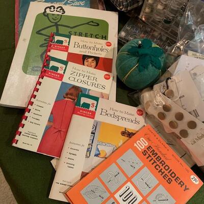 Lot 413 Group Sewing Notions Hem Dress Marker, Thread Buttons Fabric Bobbins