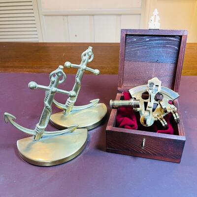 Lot 418 Anchor Bookends & Stanley London Miniature Sextant for Navigation 
