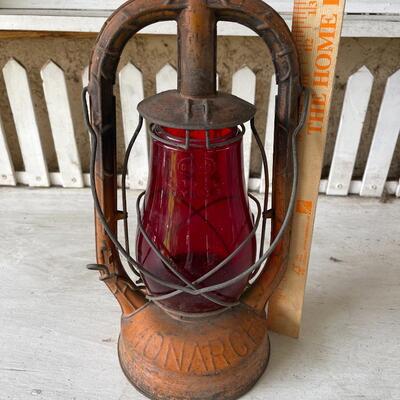 Vintage Red Globe Monarch Kerosene Lantern