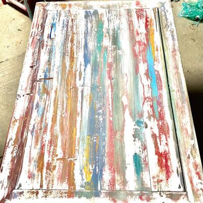 Beautiful eclectic cottage style table with glass top epoxy 