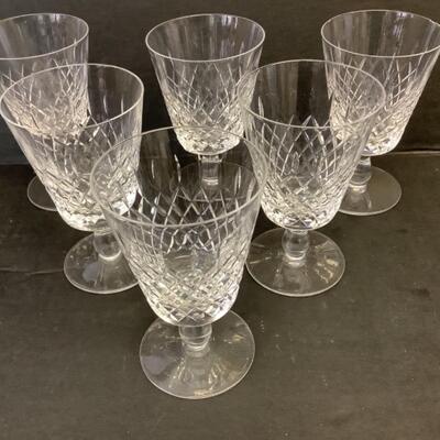 E2156 SEt of 6 Crystallerie de Lorraine Water Crystal Goblets and Metal Tray