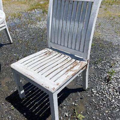2158-Kingsley Bate Teak Wood Outdoor Round Table & Teak Chairs