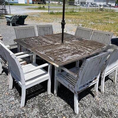 2159-Kingsley Bate Teak Wood Outdoor Table & Chairs 