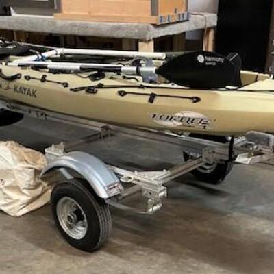 LOT#R3: 13.5' Ocean Kayak Torque (No Title) with Trailer & Accessories
