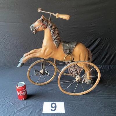 LOT#L9: Victorian Style Child's Horse Tricycle