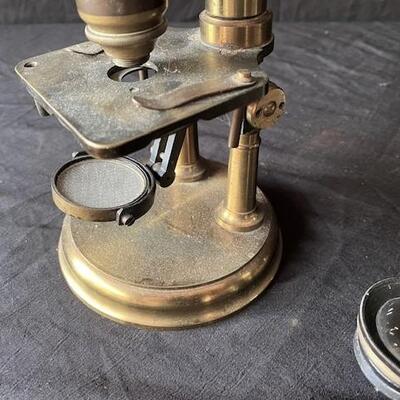 LOT#L12: Antique Maison de Chevallier Microscope and Accessories