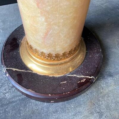 LOT#L29: Gemstone Globe on Alabaster Pedestal