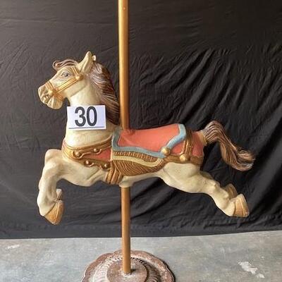 LOT#L30: Painted Metal Carousel Horse 