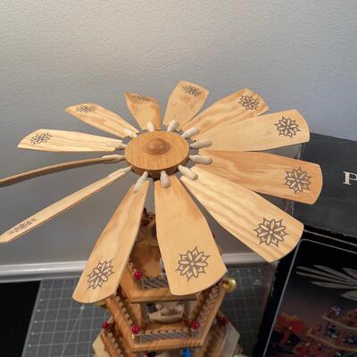 #603 Christmas Nativity Windmill with Swiss Made Silent Night Music Box 