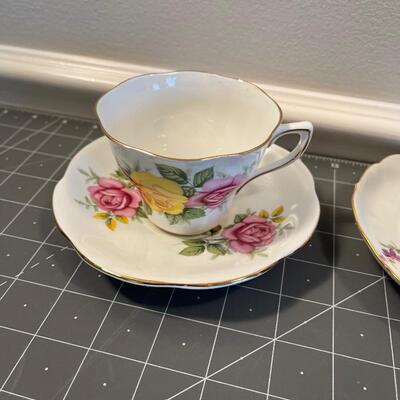 #608 Floral Tea Cups  and Saucers 