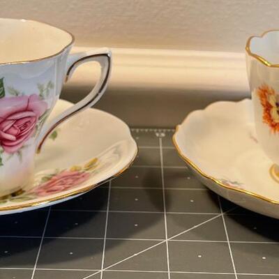 #608 Floral Tea Cups  and Saucers 
