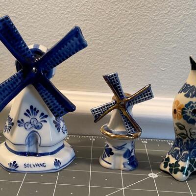 #609 Delph items (3) to Windmills and a bird 