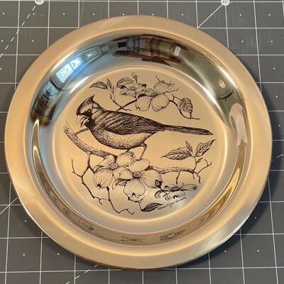 #637 Solid Sterling Silver Franklin Mint Plate Cardinal Bird 