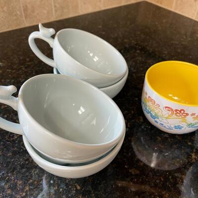 #684 Mixed Lot of Bowls, Salad and serving - lite blue