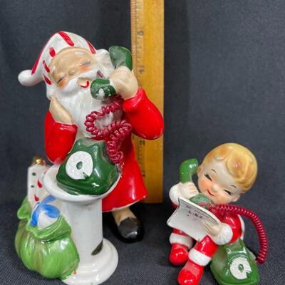 Joseph originals ceramic Santa on telephone with boy on telephone