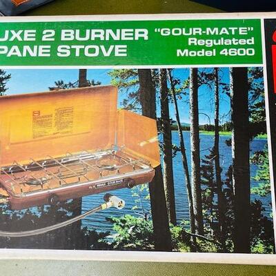 Lot 439 Group Camping Supplies Air Mattresses Propane Stove RayVac Light Backpack