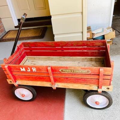 Lot 440 Vintage Radio Flyer "Town & Country" Coaster Wagon Removable Sides