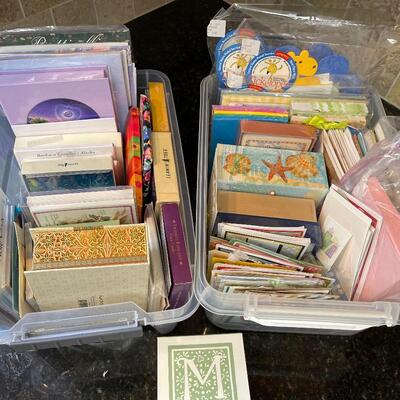 #723 2 tubs of Greeting Cards and Note papers Unused