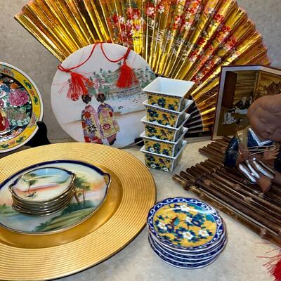Lot 441 Asian Themed Group Ceramic Figure Fan Envelope Opener Wall Hanging