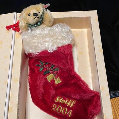 Teddy bear with Christmas stocking