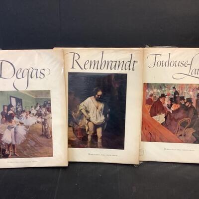 C2180 Three Abrams Art Books Rembrandt Degas and Toulouse-Lautrec 