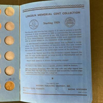 C2184 Lincoln Memorial Cent Collection Starting At 1959 Book