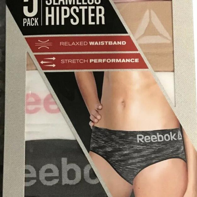 REEBOK Woms Sz M SEAMLESS HIPSTER 5 Pk Relaxed Waistband-Stretch Perdormance NIB