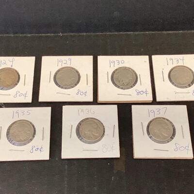 C2185 Seven Indian Head/Buffalo Nickels