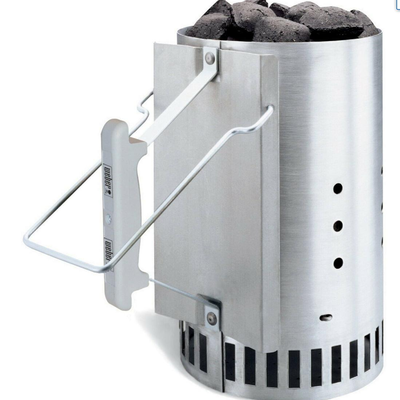 Weber Charcoal Starter Lighter Can Fire Grill Bin Grate Handle Steel Chimney