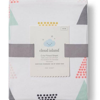 Cloud Island Triangles Pink Fitted Crib Sheet - 28â€ x 52â€ - Nursery Crib Sheet