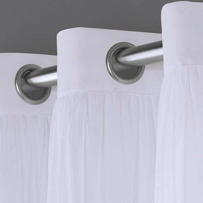 Caterina Layered Solid Blackout Grommet Panels With Sheer Top In Winter White