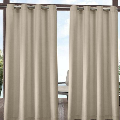 Set of 2 Outdoor Solid Cabana Grommet Top Light Filtering Curtain Panel