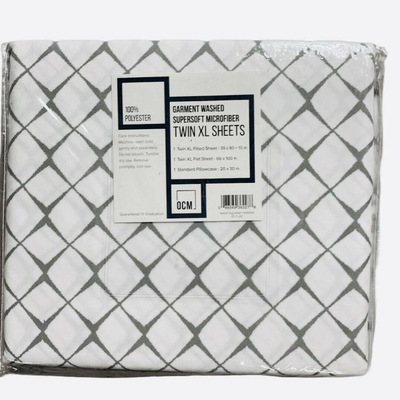 OCM Garment Washed Supersoft Microfiber Sheets - Gray Brushstroke