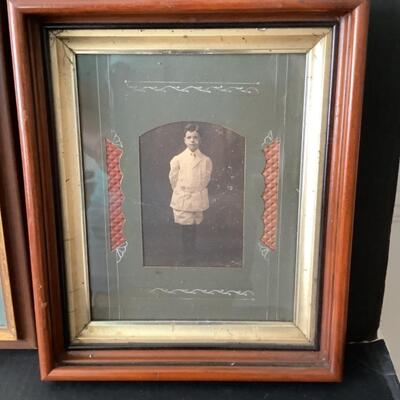 C2193 Framed Harperâ€™s Weekly Newsprint and Framed Black and White Portrair of a Boy