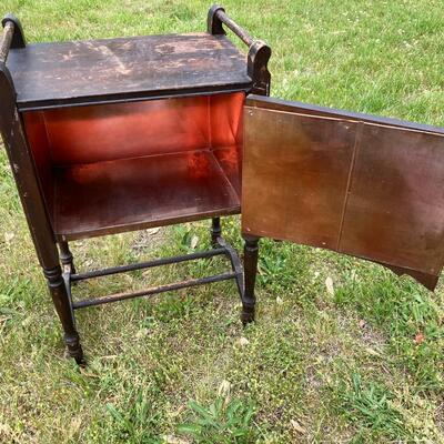 Vintage Wooden Tobacco Cabinet with Copper Lining 