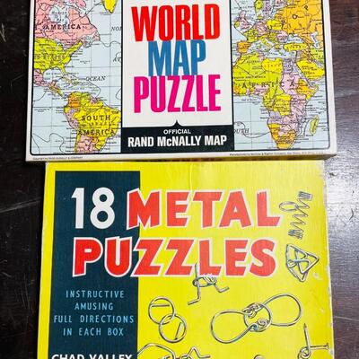 Lot 449  Vintage Puzzle Toys World Map Puzzle & Metal Puzzles
