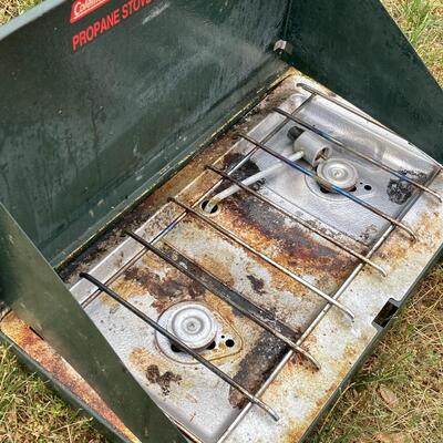 Camping utility game table and cookstove set