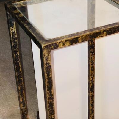 Lot 457  Glass Top Metal Plant Stand 