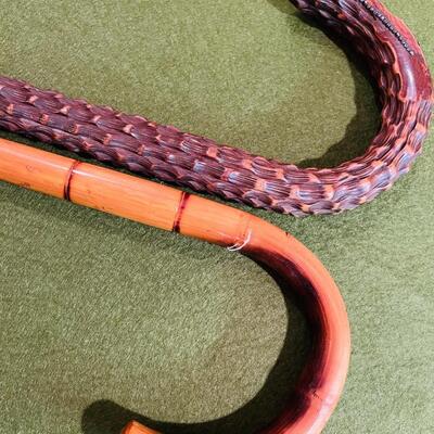 Lot 459  Antique Walking Canes Bamboo & Bumpy Wood