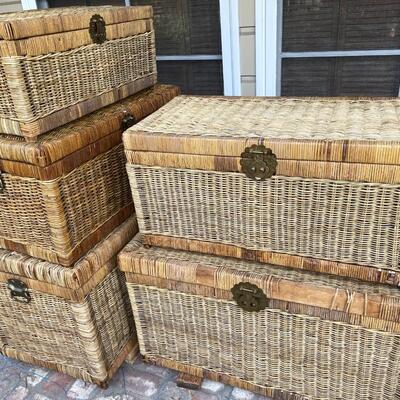 Lot 472  Group of Wicker Trunks